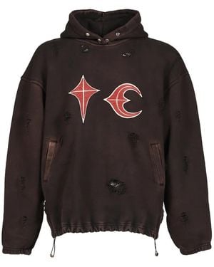 THUG CLUB Distressed Graphic-Print Hoodie - Black