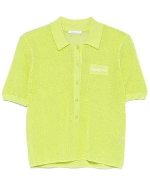 Patrizia Pepe Mesh-Knit Polo Top - Yellow