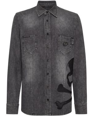 Philipp Plein Camicia Con Applicazione - Grigio