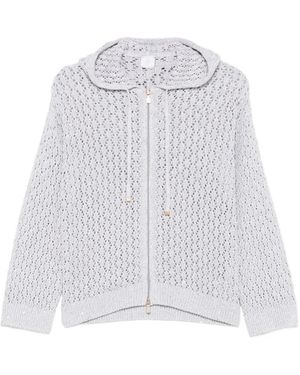 Eleventy Kapuzen-Cardigan Mit Reißverschluss - Weiß