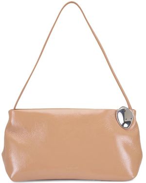 Jil Sander Metallic-Detail Leather Shoulder Bag - Natural