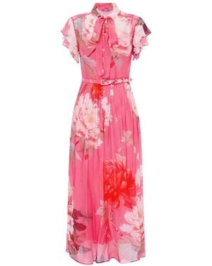 LEO LIN Grace Ruffled Floral Midi Dress - Pink