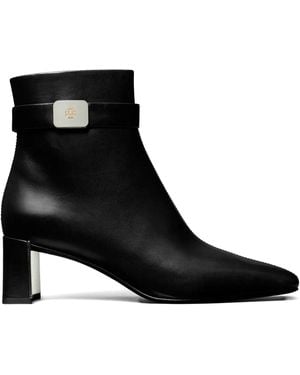 Tory Burch 55Mm Leather Buckle-Strap Ankle Boots - Black