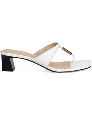 Guess Yaiza Logo-Plaque Square-Toe Sandals - White