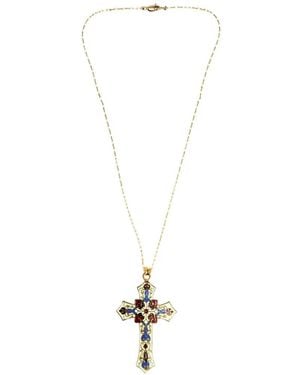 Madison Collar Con Colgante De Cruz Esmaltada - Blanco