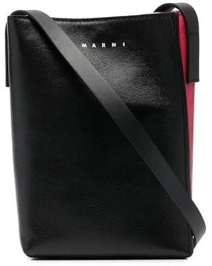 Marni Schultertasche Mit Logo-Print - Schwarz