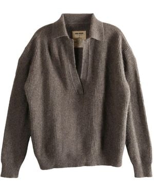 Uma Wang V-Neck Polo Top - Gray