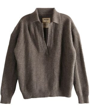 Uma Wang V-Neck Polo Top - Gray