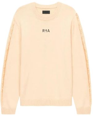 RTA Ethan Cross-Embroidered Sweater - Natural