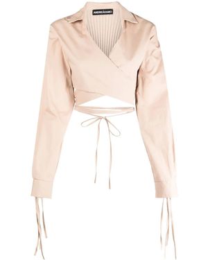 ANDREADAMO Cropped Wrap Blouse - White