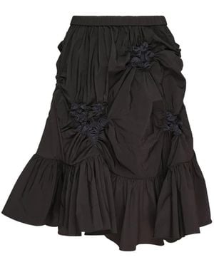 Caroline Hu Ruched Ruffled Skirt - Black