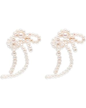 Completedworks Pendientes Con Detalle De Perlas Artificiales - Blanco
