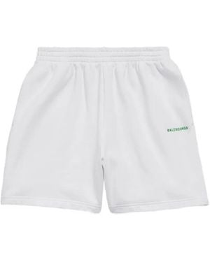 Balenciaga Short À Logo Brodé - White