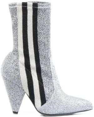 Giampaolo Viozzi Glitter-Effect Striped Ankle Boots - White