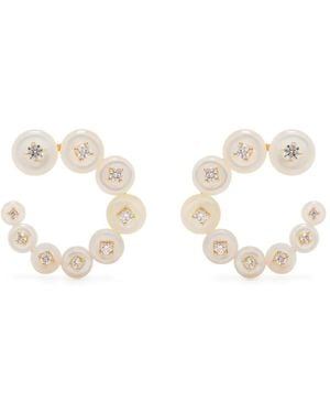 Fernando Jorge 18Kt Small Circle Mother-Of-Pearl Diamond Earrings - White
