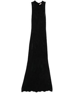 Twinset Long Floral Knit Dress - Black