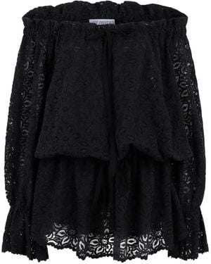 LES FILLES D'EVA Lace-Detail Cotton Blouse - Black