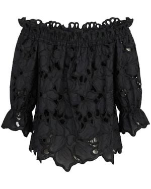 Ermanno Scervino Broderie-Anglaise Off-The-Shoulder Blouse - Black