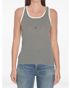 Saint Laurent Striped Cotton Tank Top - Blue
