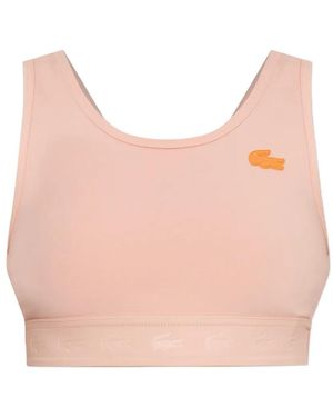 Lacoste Logo-Patch Sports Bra - Pink