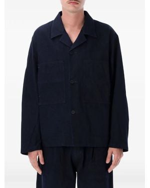 Still By Hand Patch-Pocket Button-Up Jacket - Blue