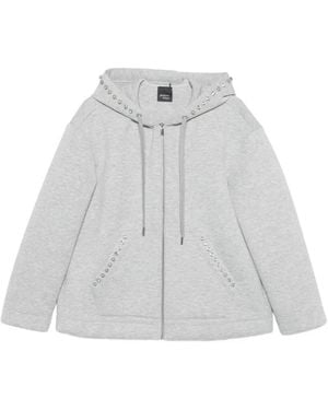 Marina Rinaldi Embellished Hooded Jacket - White