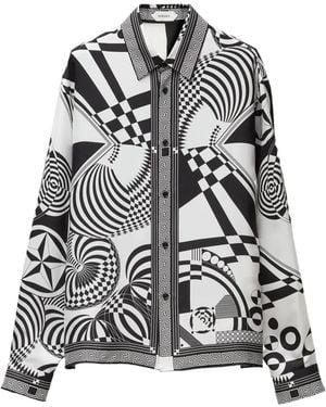 Versace Camisa De Seda Y Sarga Estampada - Blanco
