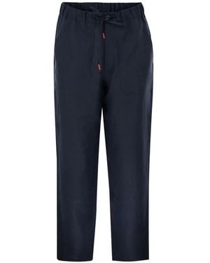 Kiton Drawstring Linen Trousers - Blue