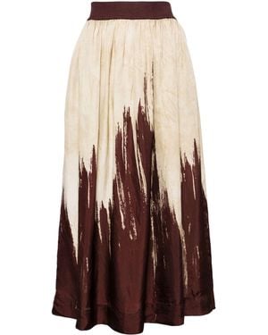 Uma Wang Tie-Dye Midi Skirt - Brown