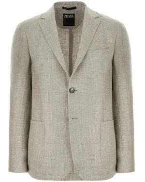 ZEGNA Single-Breasted Blazer - Grey