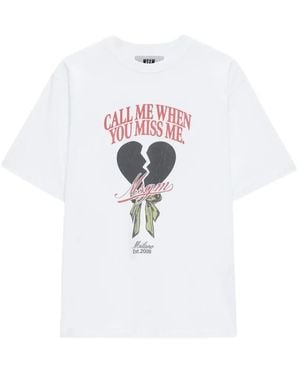 MSGM Broken Heart-Graphic T-Shirt - White