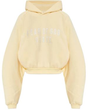 Fear Of God Embroidered-logo Hoodie - Natural