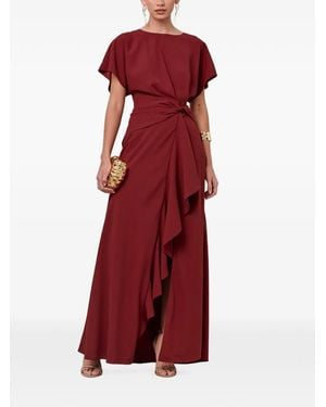 Savel Knot-Detail Ruffled Maxi Dress - Red