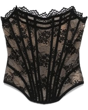 GIUSEPPE DI MORABITO Lace-Appliqué Corset Top - Black