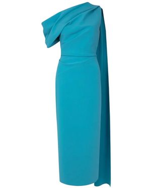 ROKSANDA Maite Draped-Panel Midi Dress - Blue