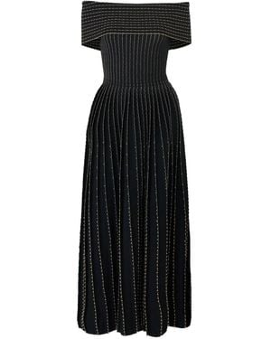Carolina Herrera Bead-Embroidered Off-Shoulder Dress - Black