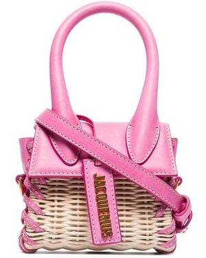 Jacquemus Le Chiquito Leather-trimmed Wicker Tote - Pink