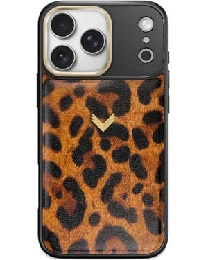 Velante Leopard-Print Leather Iphone Pro Max Case - Black