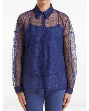 Pennyblack Floral-Lace Shirt - Blue