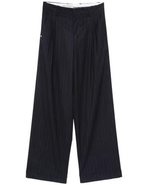 White Sand Pantalon Court À Fines Rayures - Black