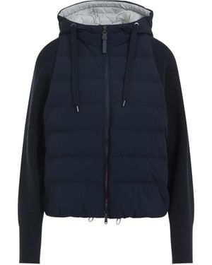 Brunello Cucinelli Two-Material Puffer Jacket - Blue