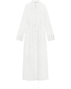 Blumarine Long-Sleeve Maxi Shirt Dress - White
