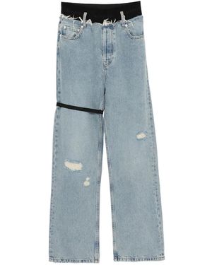 ALAINPAUL Distressed Elasticated-Waist Jeans - Blue