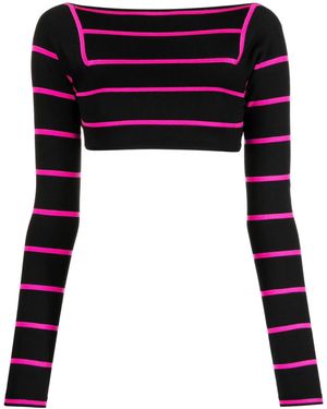 Emilio Pucci Stripe-Jacquard Wool Cropped Top - Black