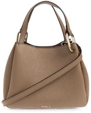 Furla Mini Nuvola Grained Leather Tote Bag - Brown