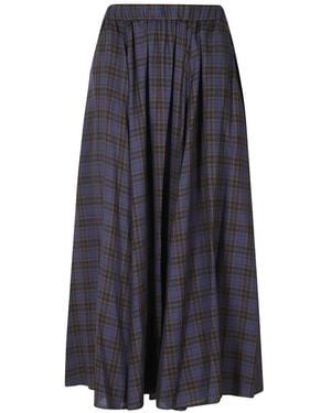 Aspesi Check-Print Maxi Skirt - Blue