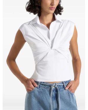 Manière De Voir Yvette Twist Front Sleeveless Shirt - White