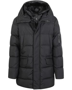 Moorer Quilted Hooded Jacket - Black