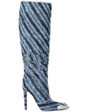 Philipp Plein 120Mm Mix Denim High Boots - Blue