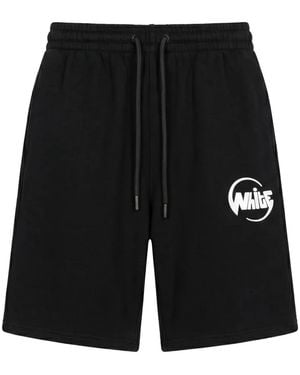 Off-White c/o Virgil Abloh Logo-Print Drawstring-Waist Shorts - Black